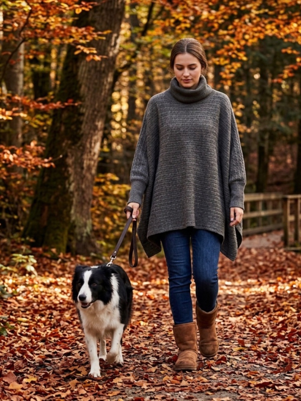 NEW Turtle Neck Long Sleeves Soft Knitted Poncho Shawl